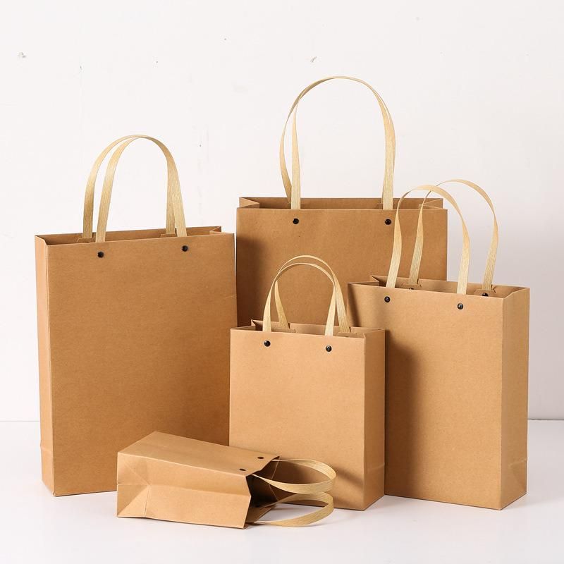 Custom White/Brown Kraft Paper Gift Handle Bag for Food Packaging/Shopping and Twisted Handle Bags Factory Price