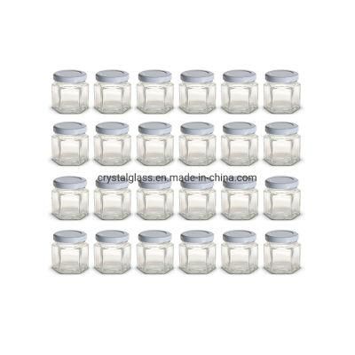 Stock Hexagon Shape Glass Honey Kitchen Containers Jar for Food Storage 30ml-730ml 50g-1000g