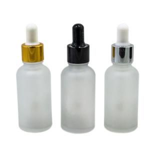 White Frosted 30ml Essential Oil Glass Dropper Bottle with Aluminum Dropper Cap