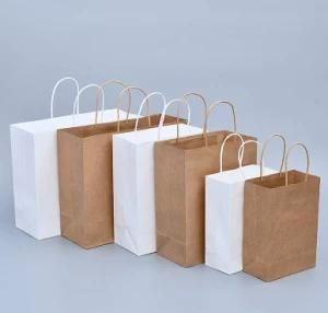100% Recyclable Plain Kraft Paper Tote Shopping Grocery Packaging Manufacturing Bags