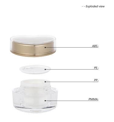 High Quality 5g 10g Heart Shape Acrylic Plastic Cosmetic Containers