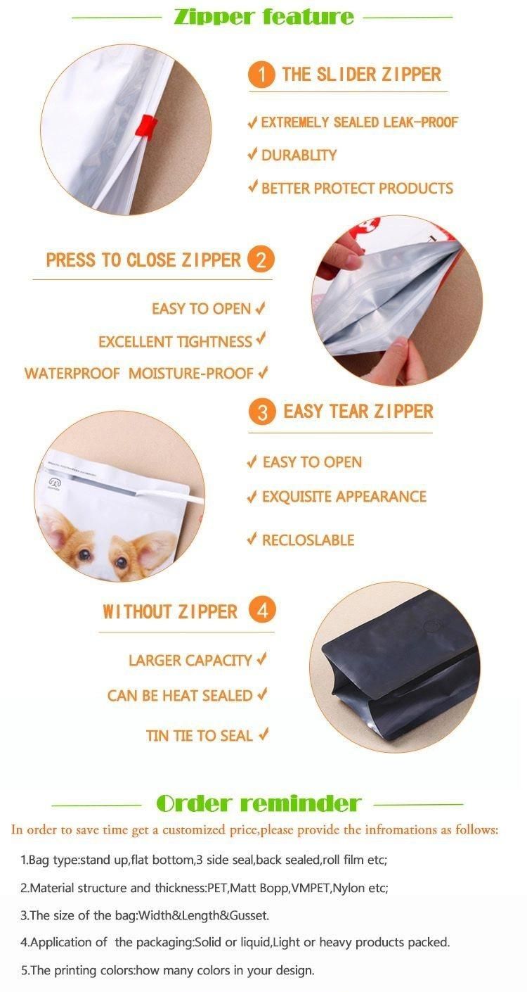 Zip Lock Bag for Human and Pet Food Packaging Bag Pet Bags