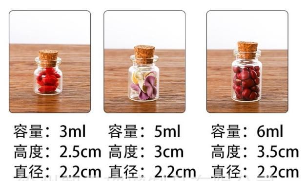 2ml/3ml/5ml/10ml/15ml/20m/50ml Glass Bottle Small Tiny Empty Clear Vials with Cork