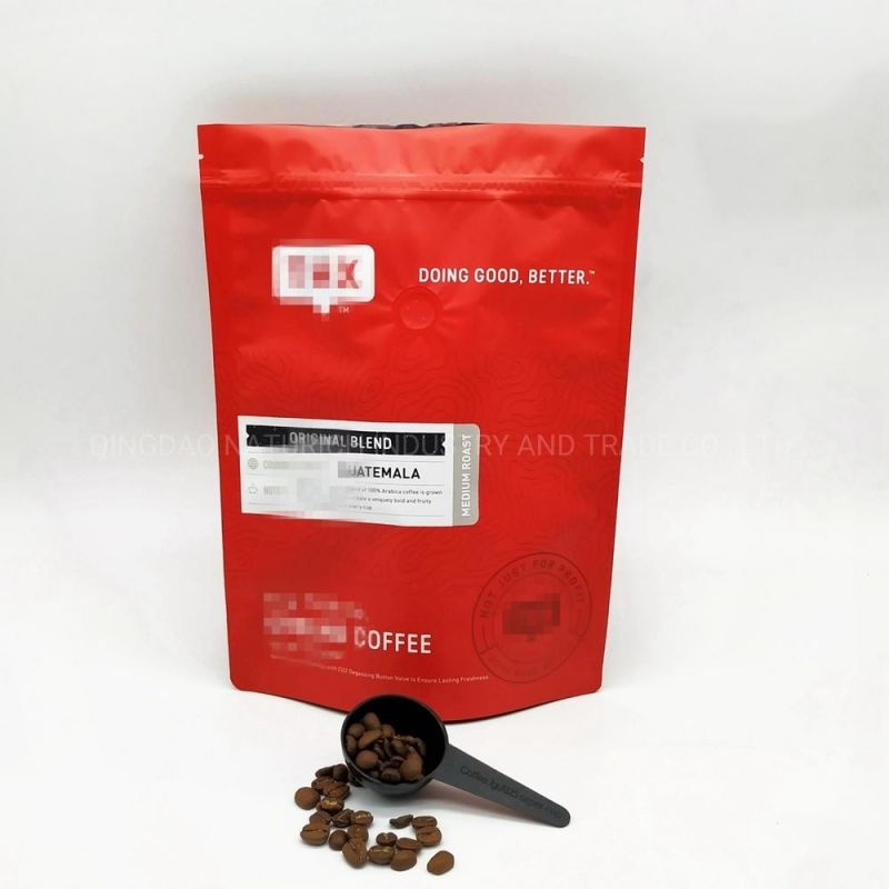 Plastic Food Bag Stand up Zipper Bag with Valve 500g Coffee Bean Packaging Bag with Valve