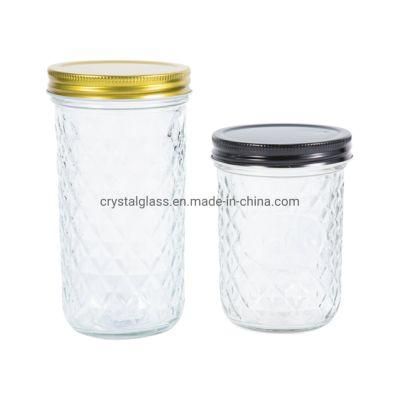 16oz 480ml Wholesale Cheap Glass Storage Bottle Glass Jar Container Glass Mason Jar with Golden Lid