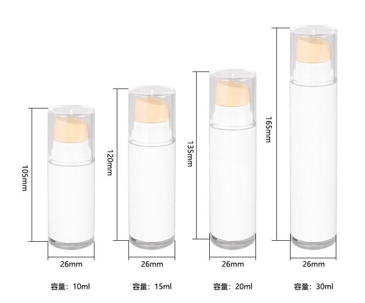 10ml 15ml 20ml 30ml Empty Plastic PETG White Plastic Bottle with Sponge for Cosmeic Product