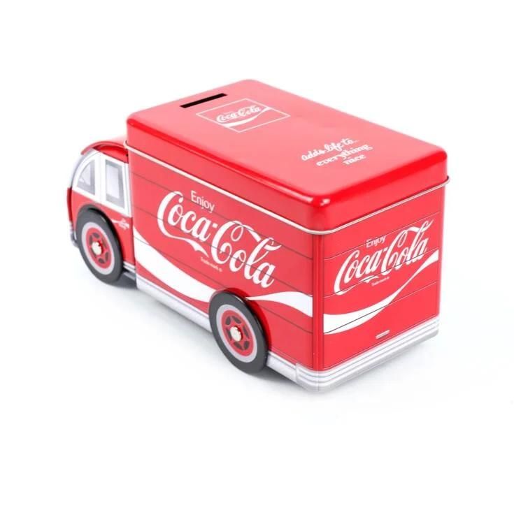 Hot Sale Truck Shape Coil Hole with Lid Open Tin Box Truck Tin Box Safe Car Toy for Children