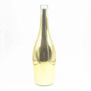 Champagne Wine Industrial Use and Glass Material 750ml Electroplating Glass Sparkling Wine Bottles with Wooden Cork Andcap
