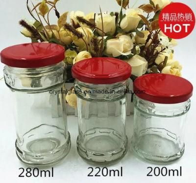 Various Size Clear Glass Bottle with Metal Lid for Pickles and Thick Chilli Sauce