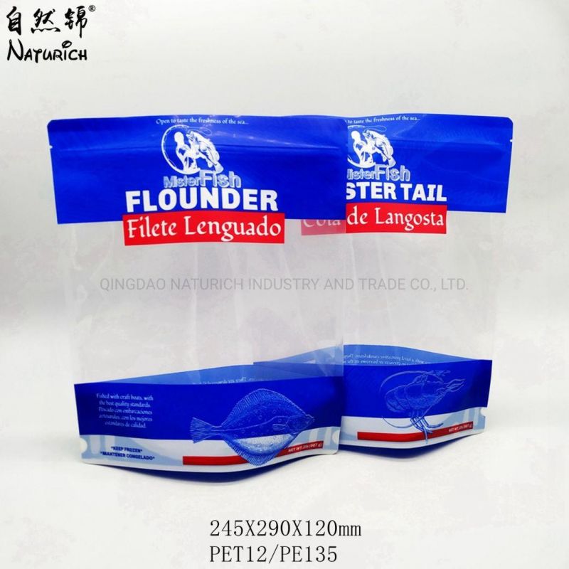 Digital Printing Stand up Zipper Bag for Seafood Transparent Plastic Packing Bag