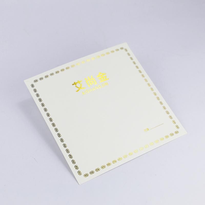 High Quality Gold Foil Logo Coated Paper Display Card Tag