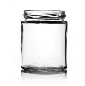 1 Oz Frosted Glass Jar Straight Sided with Black Plastic Lined Cap