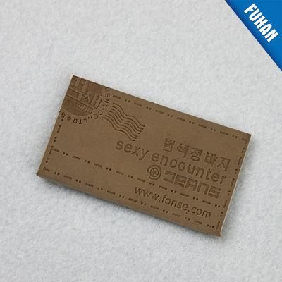 Nice Distressed Brown Embossed Logo Leather Label