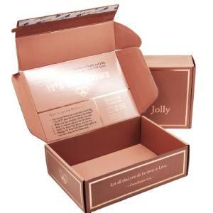 Custom Printed Pink Color and Logo Corrugated Shipping Mailer Box Clothing Packaging Box