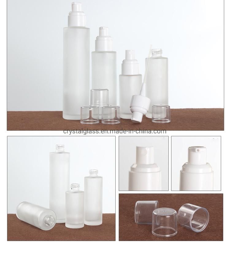 China Supply Lotion Bottle in Frosted Glass with White Caps