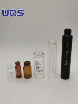 1ml 1.5ml 2ml 6ml Mini Clear/Amber Crimp Tubular Glass Vials with Printing