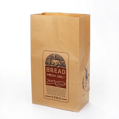 Flat Bottom Food Brown Kraft Paper Bag for Bakery Packaging