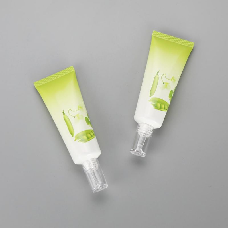Gradient Green Glossy Round PE Squeezable Tube Dropper Applicator Tube