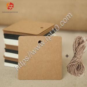 Square Kraft Paper Card Gift Hang Tags Bookmark Wedding Christmas Scallop Labels Blank Luggage Tag 50PCS/Lot with 5y Rope 6X6cm