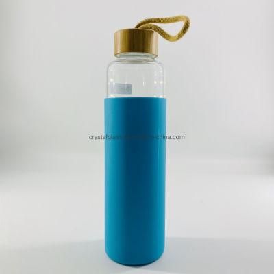 750ml Glass Fruit Juice Beverage Drinks Water Drinking Bottle with Bamboo Lid and Sleeve