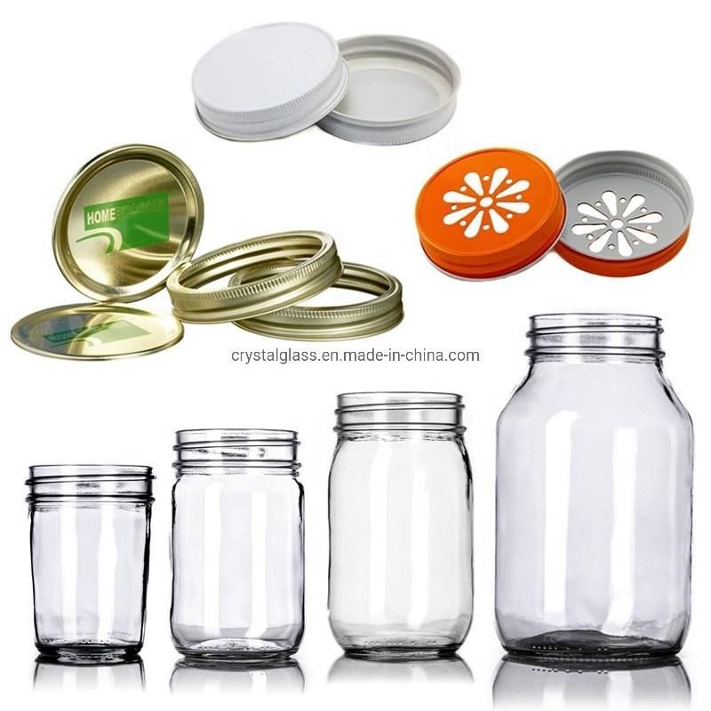 4 Oz 8oz 12 Oz 16oz 32oz Glass Mason Jar with Metal Lid/ Wide Mouth Mason Jam Container