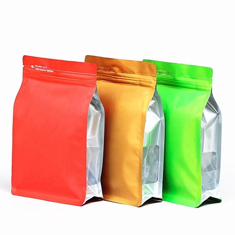 Printed Resealable Zipper Gusset Aluminum Foil Flat Bottom Coffee Bag