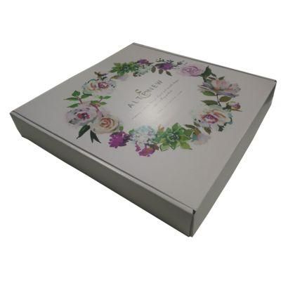 Flat Gift Carton Paper Gift Box with Flower Decoration for Packing
