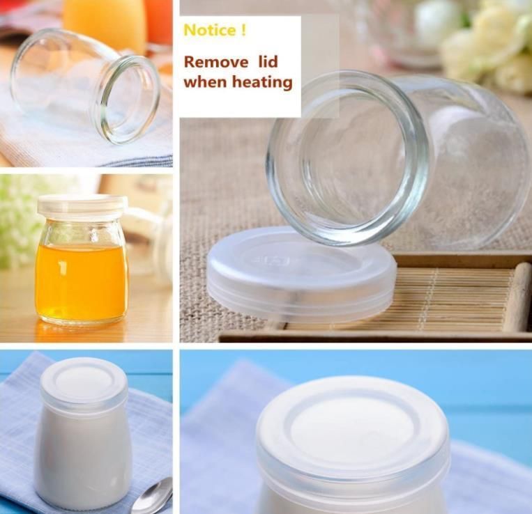 150ml 200ml Clear Glass Pudding Jar Yogurt Bottle with Plastic Cap