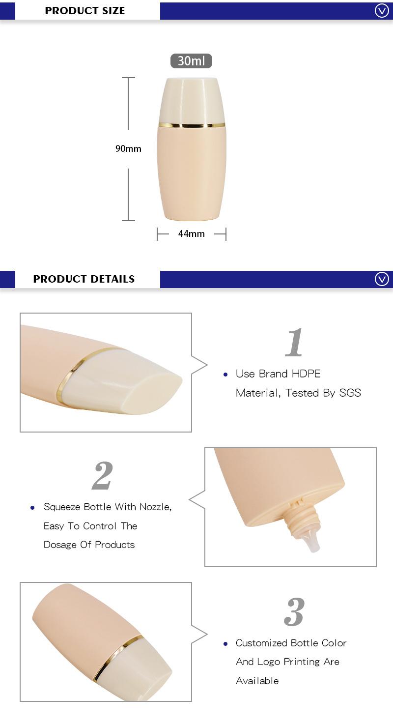 1oz 30ml Nude Color Plastic Sunscreen Cream Nozzle Cap Bottles