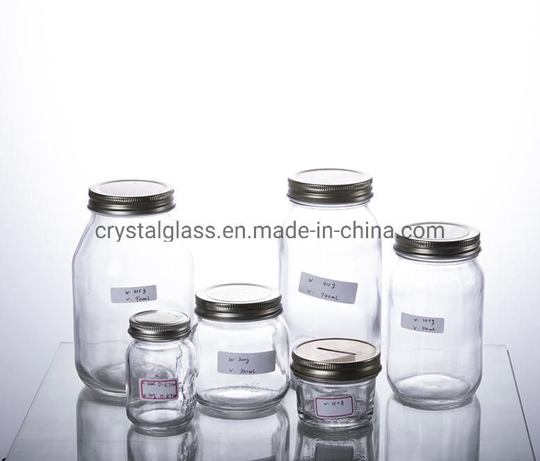 Wide Mouth Glass Mason Jar Honey Jam Salad Glass Jar 250ml 300ml 400ml 500ml