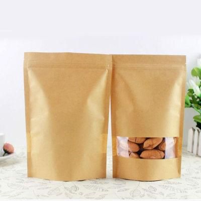 Excellent Quality Custom Logo Size Printing Foil Lined Ziplock Food Packaging Stand up Kraft Paper Bag with Clear Window