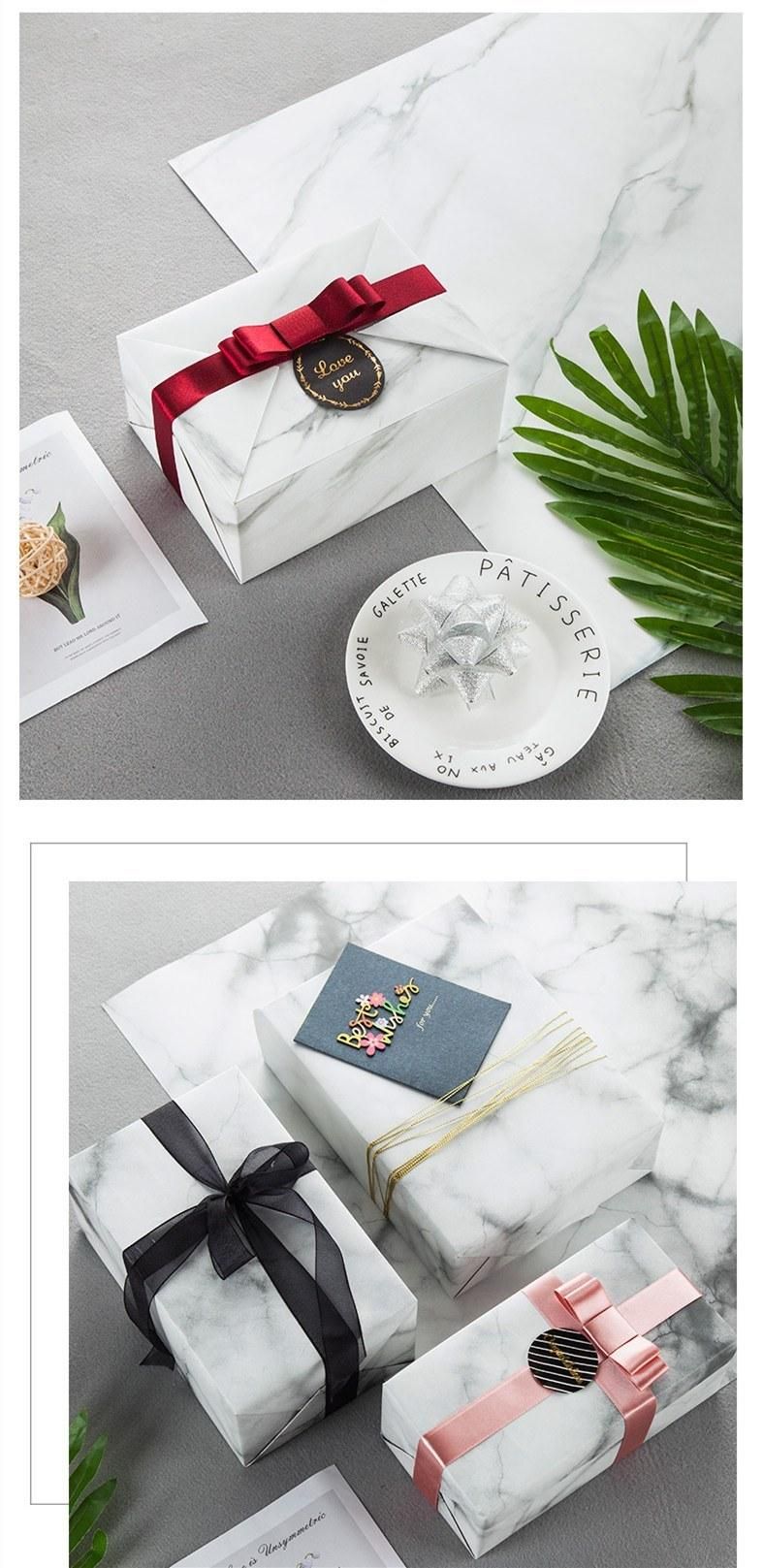 Custom Elegant Marble Black White Christmas Gift Wrapping Paper