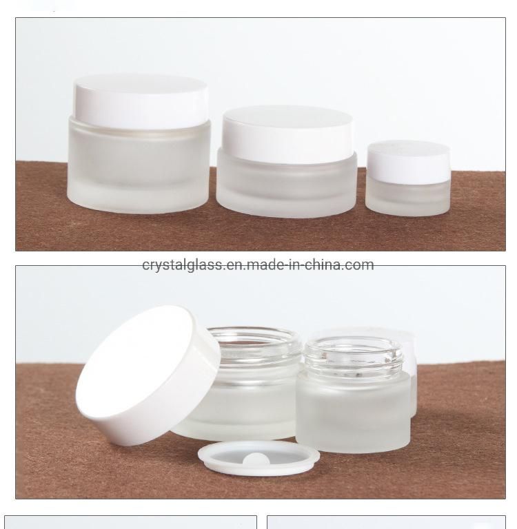China Supply Lotion Bottle in Frosted Glass with White Caps