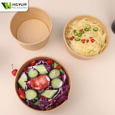 Biodegradable Eco Friendly Round Design Kraft and White Salad Paper Bowl