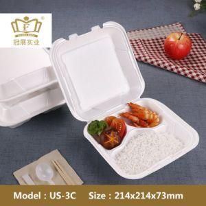 Us-3c 9 Inch Square Clamshell Disposable to Go Foam Lunch Box for Take Away Restaurant