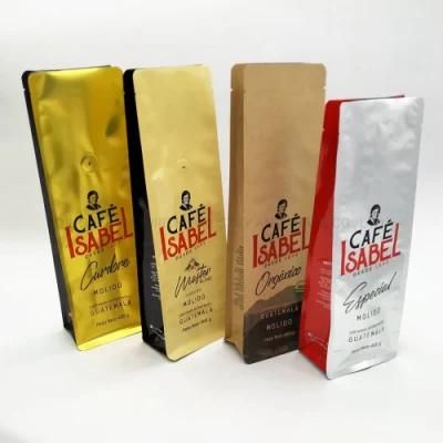 Aluminum Foil Coffee Bags with Valve Resealable Coffee Bean Packaging Bag