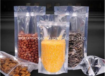 Smell Proof Multi-Sizes Clear Front Stand up Alone Aluminum Foil Pouch Mylar Foil Valve Zipper Bags Bulk Food Storage Reclosable Heat Sealable