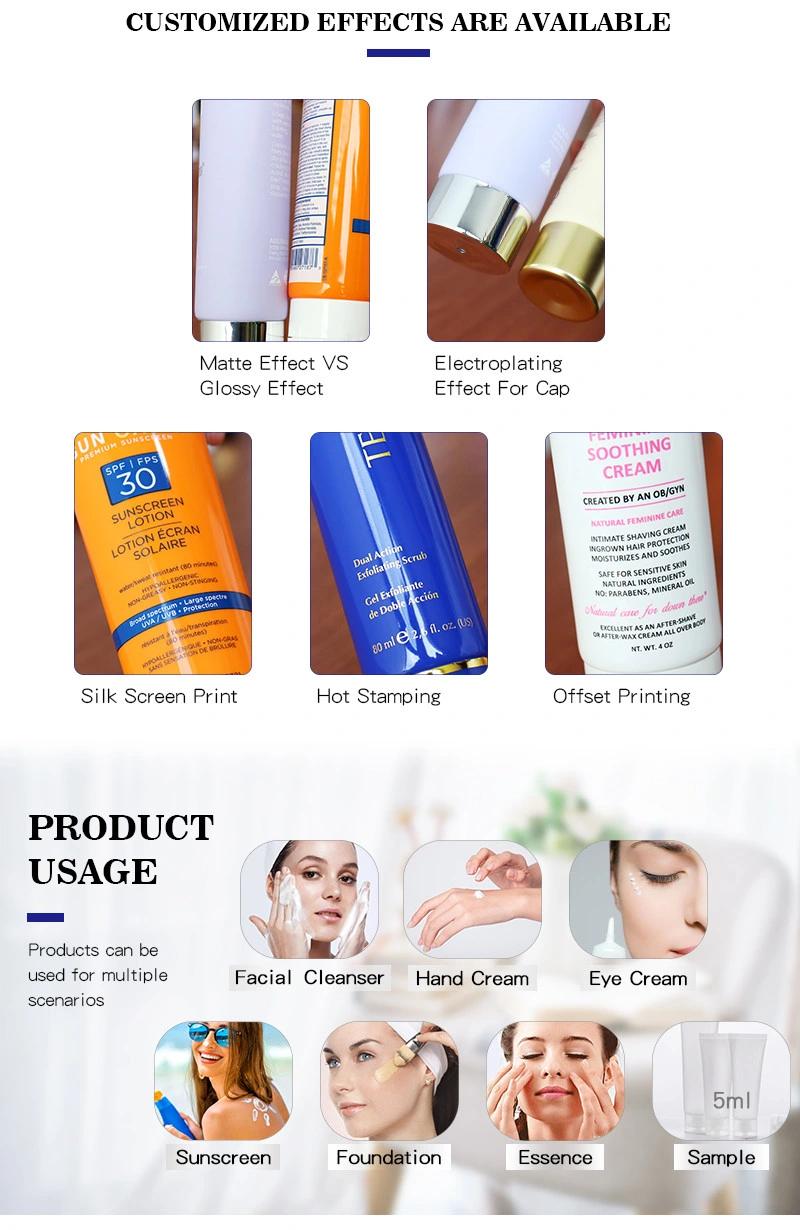 High Quality Supplier Pink or Blue Gradient LDPE+ Aluminum Cosmetic Packaging Cream Tube for Eye Cream or Hand Cream