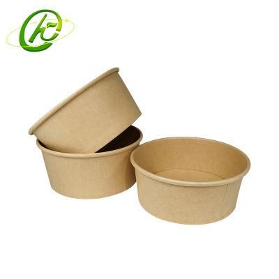 Customized Porride Fruit Salad Bowl 500/1000ml Disposable Hot Soup Paper Bowl with Lid