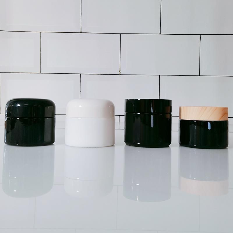 Empty Cosmetic Packaging Jar 20g 30g 50g Light Black Porcelain White Face Scrub Cream Glass Cosmetic Jar with Mushroom Lids