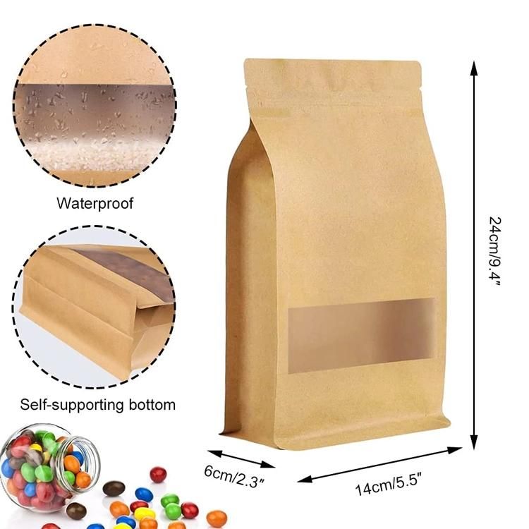 Custom Kraft Paper Matte Window Standing Punching Bag Reusable Food Stand up Bags and Pouches with Ziplock