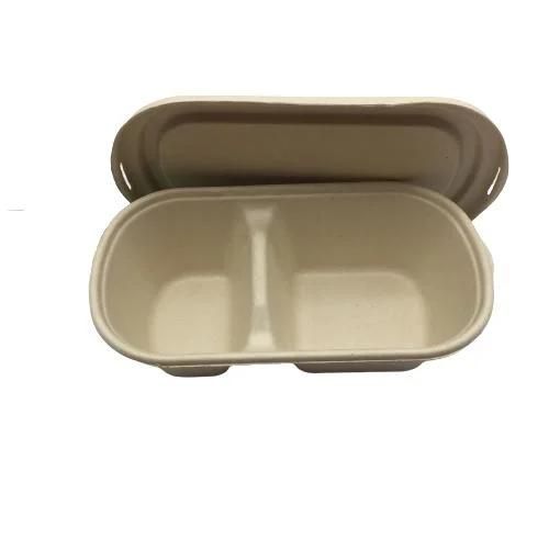 Wholesales Biodegradable 1000ml Food Container 2 Compartment with Paper Lid