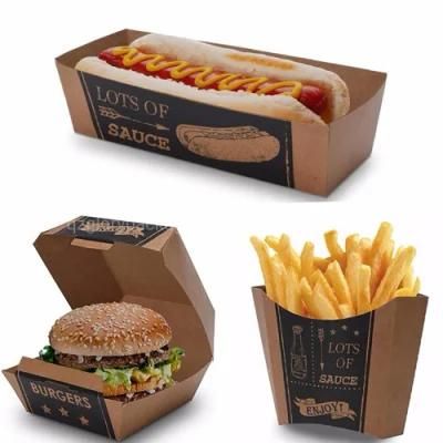 Custom Printed Brown Kraft Paper Packaging Burger Box Wholesale