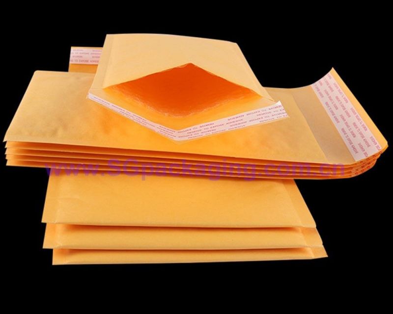 Yellow Paper Printed Self Seal Packing Cosmetic Kraft Bubble Bag for Shipping Mailing Express