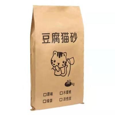 20.2kg 25kg 5kg Biodegradable Multiwall Kraft Paper Woven Bags for Bentonite Cat Litter Sale