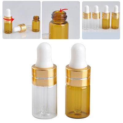 Wholesale 1PC 3ml Glass Bottle with Pure Dropper Perfume Sample Tubes for Essential Oil New Reagent Pipette Refillable Bottle