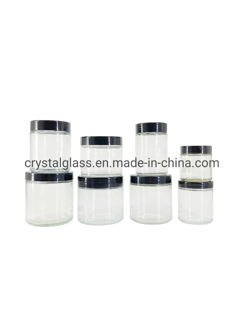 Food Grade Cylinder Cookies Storage Straight Side Glass Jars with Screw Top Lid for Candy Canning