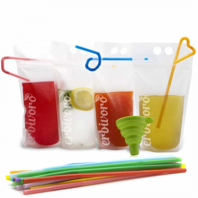 Biodegradable Wholesale Juice Custom Clear Plastic Zipper Pouch Stand up Pouch Food Bags