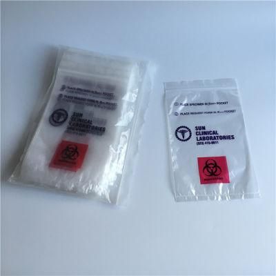 3 Walls LDPE Biohazard Specimen Bag with Back Pouch