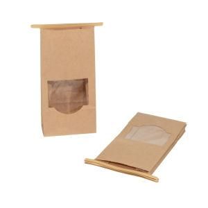 Eco-Friendly Food Grade Brown Kraft Paper Tin Tie Bag with Window